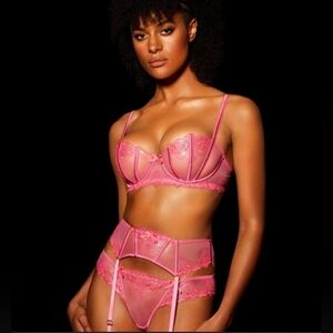 NWT Honey Birdette Natalie, Pink - 3pc set 34C/S/XS